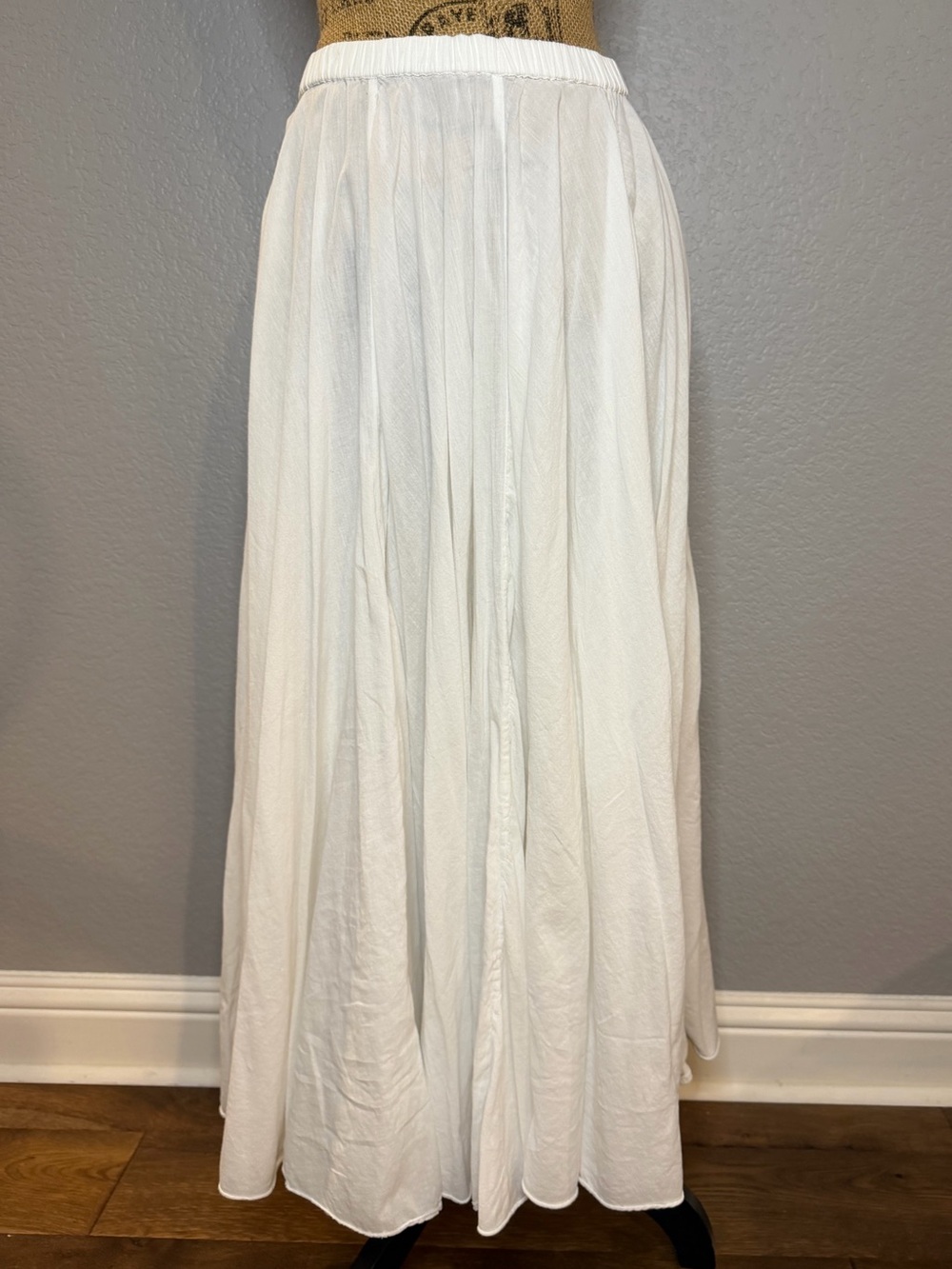 Free People White Maxi Skirt with Soft Gathered Panels